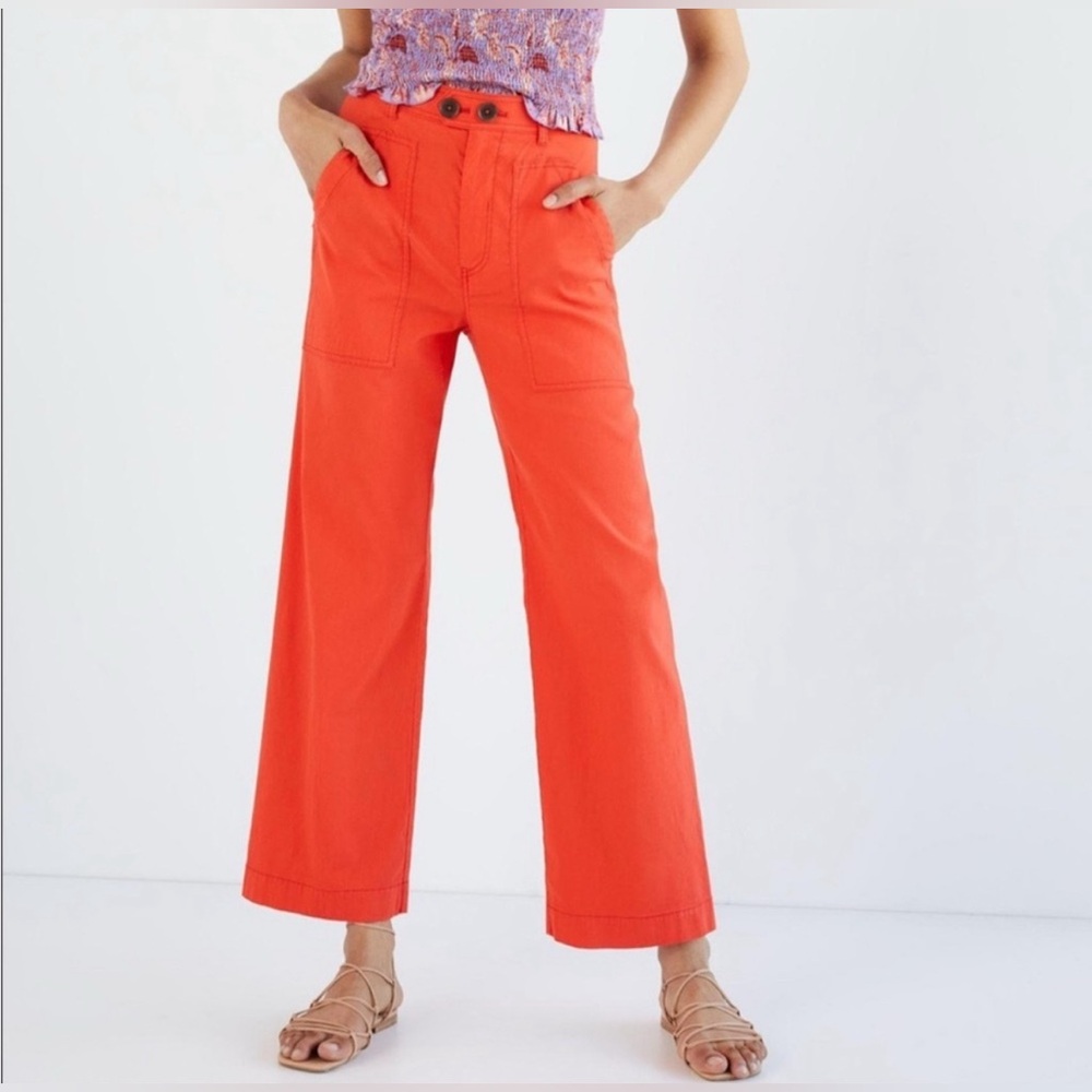 Anthropologie Maeve Women’s Wide Leg Flare‎ Pants in Orange US 14